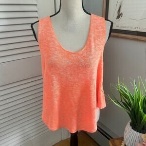OTIS MACLAIN Womens Sweater Small Neon Orange Knit Sleeveless Relaxed Fit Summer